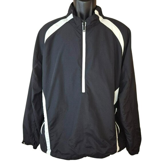 FootJoy FJ Black/White Nylon Blend Windbreaker Golf Jacket Large - Picture 2 of 8